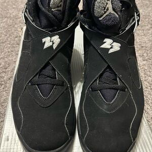 Air Jordan 8 Retro Black Sneakers with Silver Accents